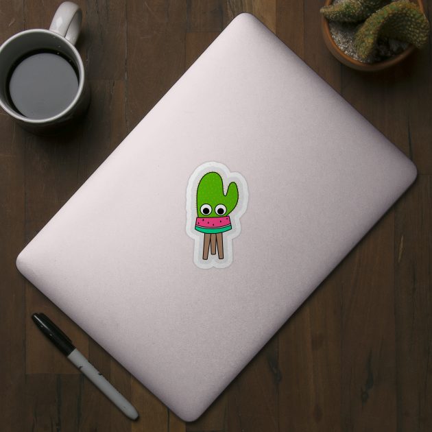 Cute Cactus Design #234: Cute Cactus In Watermelon Planter by DreamCactus